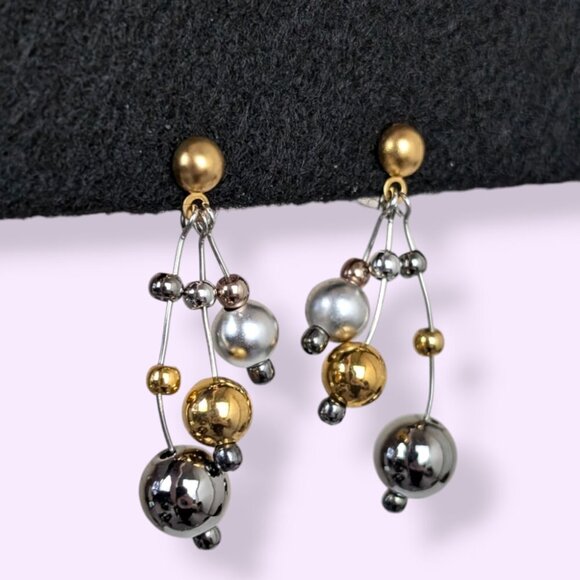 (2/$20) V. Dangling Ball Earrings (14K Posts) - Picture 3 of 7